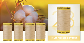 Katoenen naaigaren: Silk Finish Cotton dikte 28 245m klosjes - doos 5 klosjes in 1 kleur - kleurnr. 1000