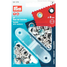 Nestels 8mm doorsnee zilverkleurig, ringen en schijven - Eyelets with washers 8mm silver colored 