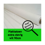 Plakkatoen extra stevig wit 90 cm breed staal / monster / proefstukje - ong. 10 x 10 cm voor plakproef - wit of zwart