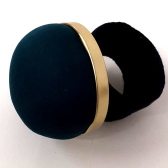Professional pincushion for use on the arm with click closure BOHIN  - Green cushion, golden rim and black wristband