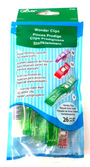 Clover Wonderclips ASSORTI pack 26 pieces in the sizes: mini, normal and jumbo