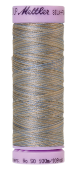 Katoenen naaigaren: Silk Finish Cotton multicolour dikte 50 100m klosje kleur 9843 - Amann Group Mettler