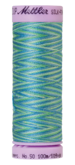 Katoenen naaigaren: Silk Finish Cotton multicolour dikte 50 100m klosje kleur 9814 - Amann Group Mettler