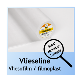 Vliesofilm wit vlieseline 37,5 cm breed - Staal / monster / proefstukje ongeveer 10 x 10 cm voor plakproef 