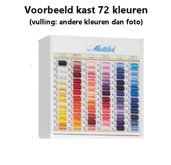 Garenkast met 72 kleuren - Seralon polyester universeel naaigaren -  360 klossen van 200m (alleen voor bedrijven)