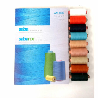 Colorchart of Saba and Sabatex universal sewing thread and soft overlocking thread by Amann Group Mettler