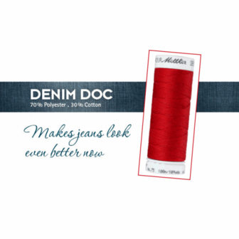 Polycore Cotton garen dikte 75 JEANS ROOD voor (door)stikken en meer klosje 100m