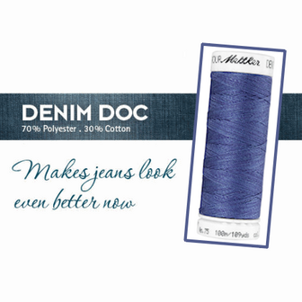 Polycore Cotton garen dikte 75 LICHTER JEANSBLAUW voor (door)stikken en meer klosje 100m