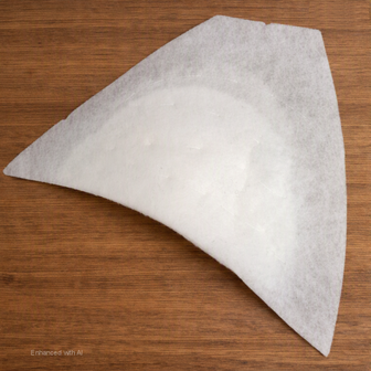 Enkele witte hoekige schoudervulling voor jasjes op houten tafel &mdash; Single white angular shoulder pad for jackets on wood