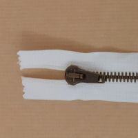 Open end (separating) antique metal (old brass) zipper OFFWHITE 75cm long YKK