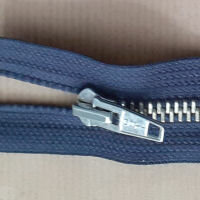 Open end (separating) zip metal silver tooth 70cm long DARKBLUE size 5 Optilon 9874