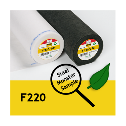 F220 Vlieseline staal / monster / proefstukje - ong. 10 x 10 cm voor plakproef - wit of zwart