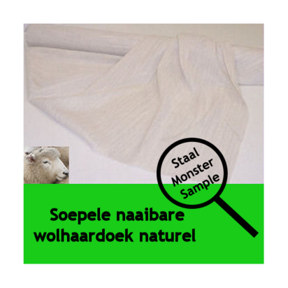 Soepele naaibare wolhaardoek naturel 80 cm