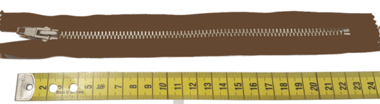 Metal pants/skirt zip light brown 22 cm