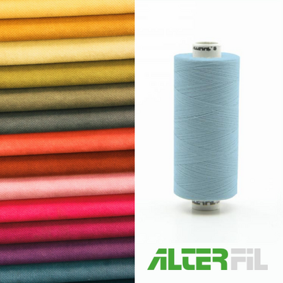 Alterfil-S naaigaren en lockgaren met Anti-rimpelcoating voor gladde naden klos 1000m LICHTBLAUW kleur 23481