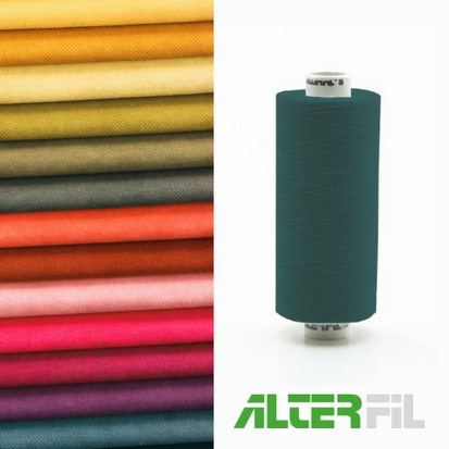 Alterfil-S naaigaren en lockgaren met Anti-rimpelcoating voor gladde naden klos 1000m PETROL GROEN kleur 20032