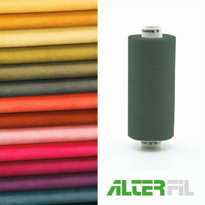 Alterfil-S naaigaren en lockgaren met Anti-rimpelcoating voor gladde naden klos 1000m SALIE / LEGER GROEN kleur 15631