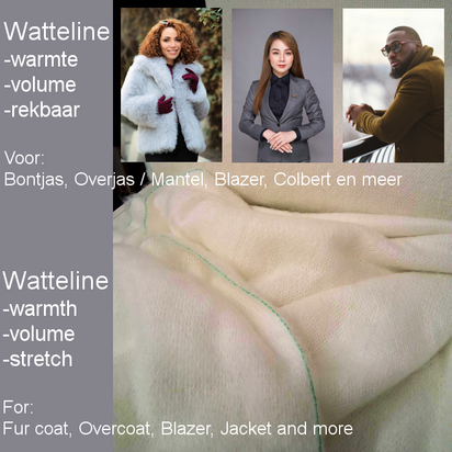 Watteline rekbaar volume breisel wit 130cm breed