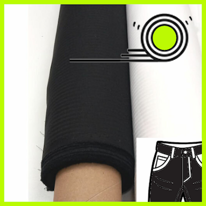 Pocketing stof of zakvoering - zwart - ingeweven visgraat motief - 65% katoen 35% polyester - 84cm breed - 115 grams - per mete