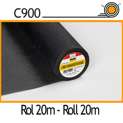 C900 ZWART vormversteviging vlieseline plakbaar 90 cm breed ROL 20M