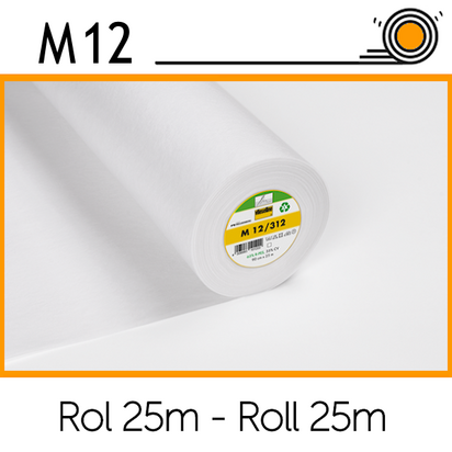 M12 is een duurzame vlieseline, gemaakt van 65% gerecycled polyester