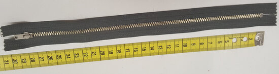 Pants/skirt zip 28cm long - closed end GREY with fine metal teeth size 3
