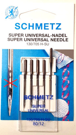 Naaimachine naalden SUPER Universeel - black needle met teflon coating - pakje 5 naalden dikte 80