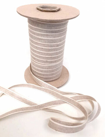 Fitting tape 100% cotton 10mm wide natural linen colour roll 100m