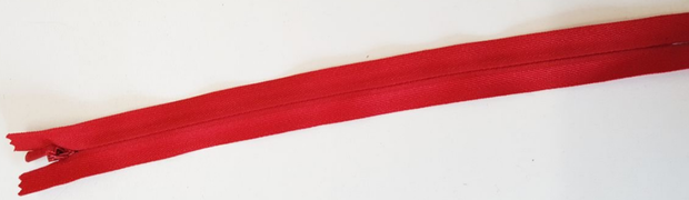 Blinde / naad rits 22 cm rood