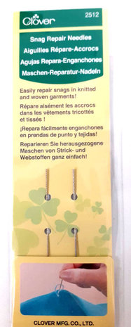 Snag wizard set, by CLOVER - for removing snags and frays from clothing - fine and normal sized needles