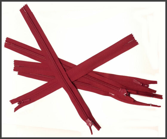Blinde / naad rits 22 cm bordeaux