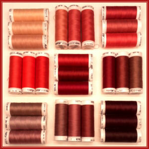 Seralon universeel naaigaren in rood, bordeaux en paars