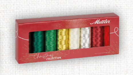 Garen KIT CHRISTMAS MET 8 kleuren glimmend garen - 4 kleuren polysheen en 4 kleuren metallic garen