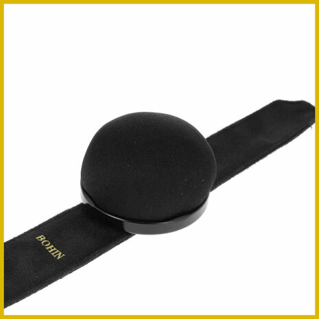 Professional pincushion for use on the arm with click closure BOHIN  - Black cushion, black rim and black wristband