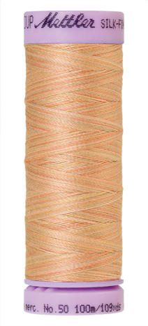 Katoenen naaigaren: Silk Finish Cotton multicolour dikte 50 100m klosje kleur 9857 - Amann Group Mettler 