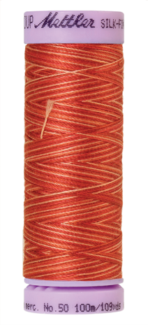 Katoenen naaigaren: Silk Finish Cotton multicolour dikte 50 100m klosje kleur 9832 - Amann Group Mettler 