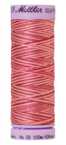 Katoenen naaigaren: Silk Finish Cotton multicolour dikte 50 100m klosje kleur 9846 - Amann Group Mettler