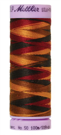 Katoenen naaigaren: Silk Finish Cotton multicolour dikte 50 100m klosje kleur 9863 - Amann Group Mettler