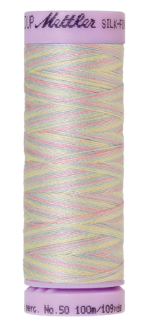 Katoenen naaigaren: Silk Finish Cotton multicolour dikte 50 100m klosje kleur 9826 - Amann Group Mettler