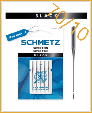 BLACK SUPER FINE - nm 70/10 Sewingmachine needles - pack 5 needles by Schmetz
