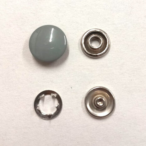 Press stud 15mm no-sew and coloured: GREY - for thin fabrics and jersey - bag 10 poppers with punch    