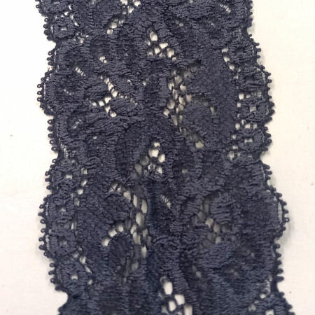 Stretch lace greyblue - 7cm wide - piece of approx. 3m