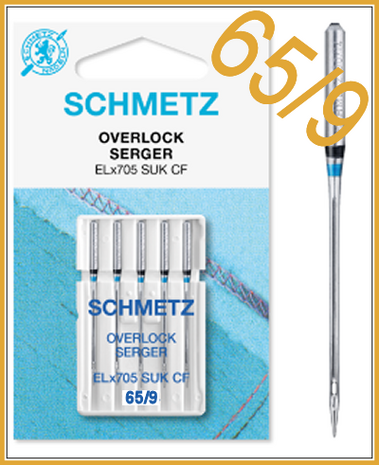 Coverlock / overlock needles ELx705 SUK size 65/9 Schmetz