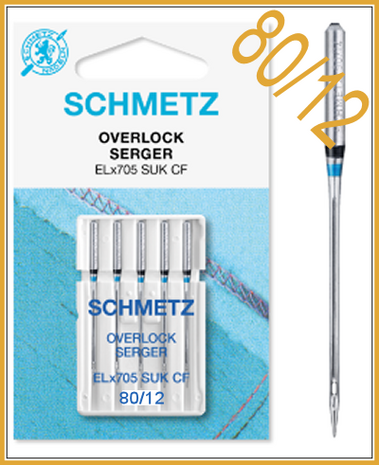 Coverlock / overlock needles ELx705 SUK size 80/12 Schmetz
