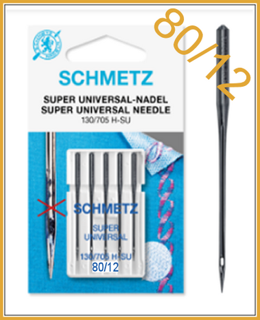 Sewing machine needle SUPER Universal - black needle with teflon coating - pack 5 needles NM80