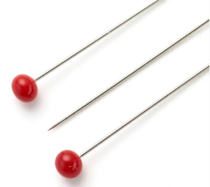 Glassheaded pins superfine red