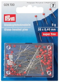 Glassheaded pins superfine red