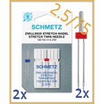 Sewingmachine twin needle stretch - pack 2 twin needle - by Schmetz