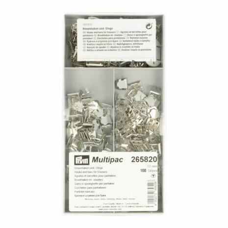 Broekhaken en ogen vernietbaar zilver 13mm per doos 100 sets PRYM