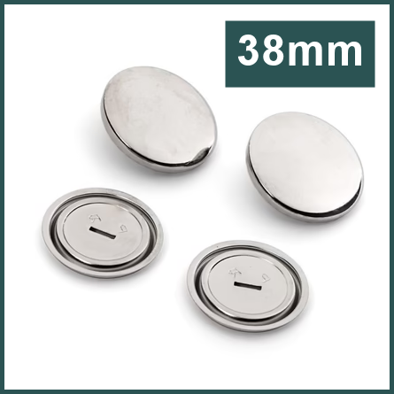 Coverable button metal size 38mm pack 2 buttons